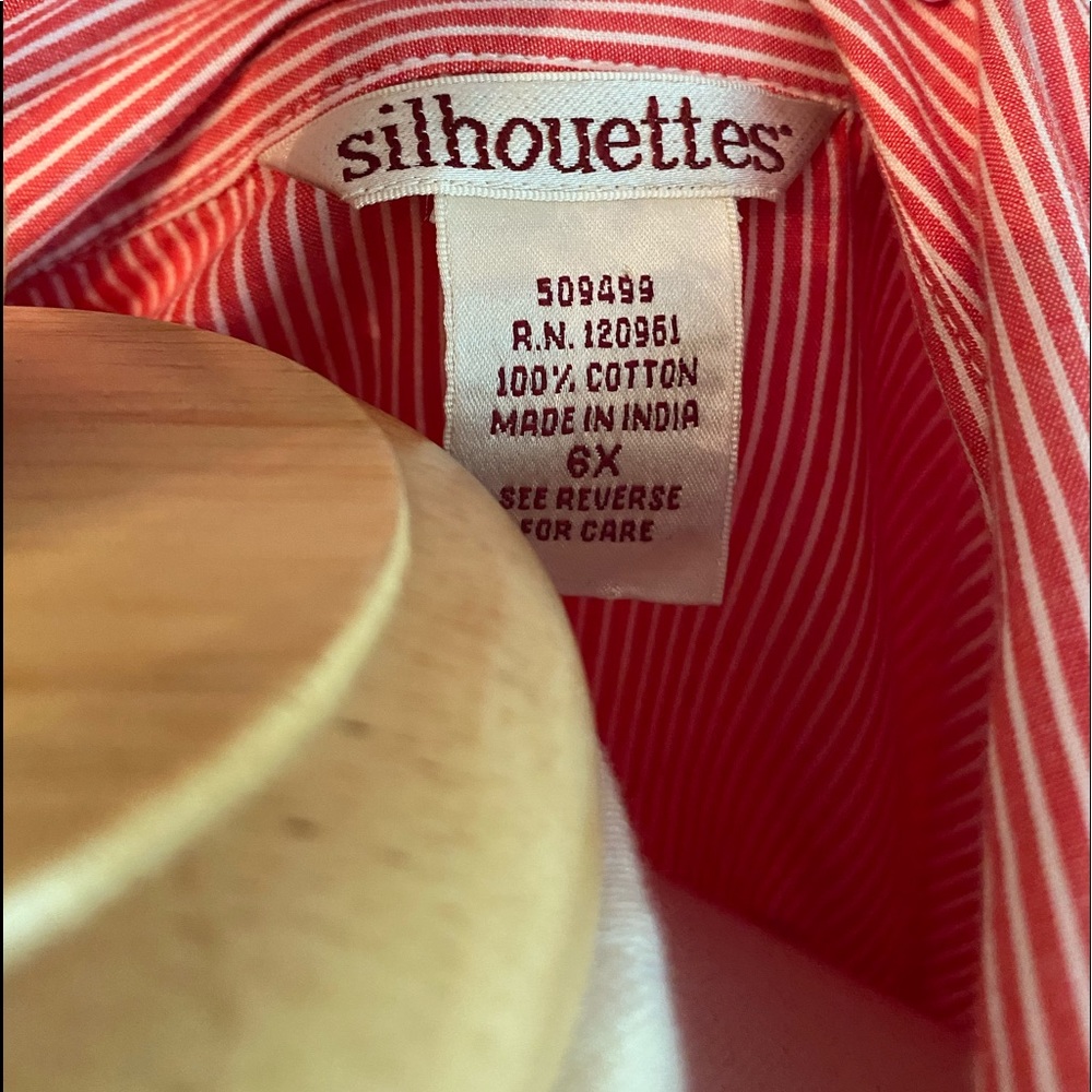 Silhouette Red & White Pinstripes Summer Top 6X